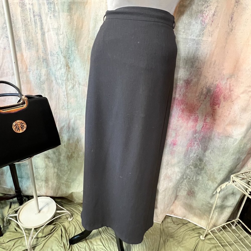 Vintage 📌 Gerry Weber Timeless & Elegant Midi Gray Plus Size Pencil Skirt
